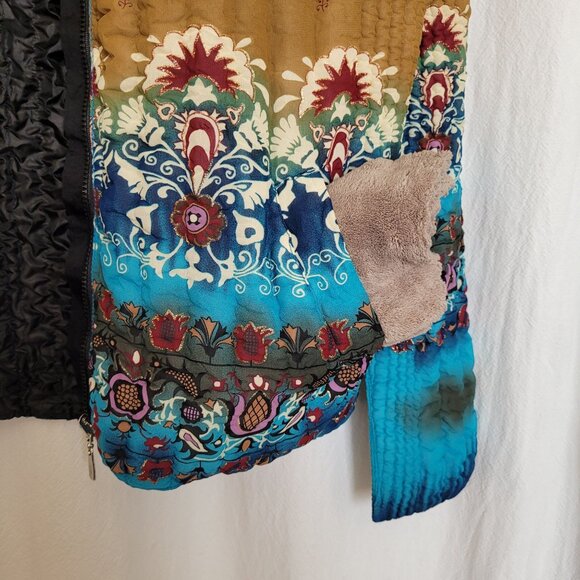 UBU Womens Size S Blue Print Lightweight Crinkle Popcorn Stretch Travel Jacket - Picture 10 of 12